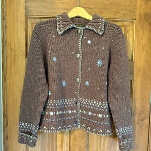 Woolrich Brown Cardigan with Blue Accents